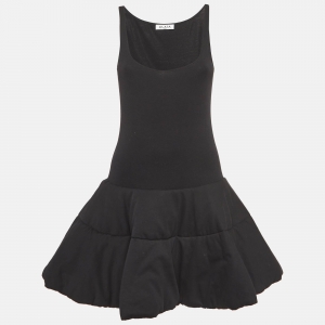 Alaia Black Rib Knit Exaggerated Hem Mini Dress M