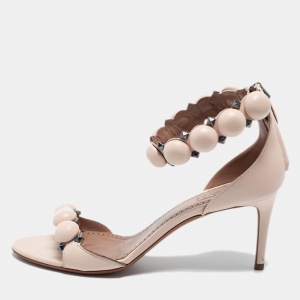 Pre Owned Alaia Light Pink Leather Bombe Sandals Size 39