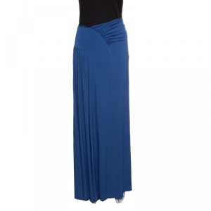 Alberta Ferretti Blue Draped Jersey Maxi Skirt L