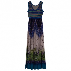 Alberta Ferretti Multicolor Printed Silk And Knit Maxi Dress S