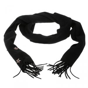 Pre Owned Alexander McQueen Black Embellished Star Cashmere Muffler