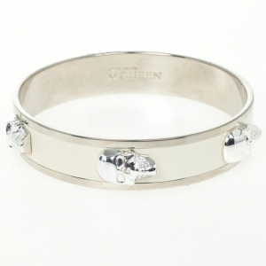 Alexander McQueen Large 3D Skull White Enamel Bracelet
