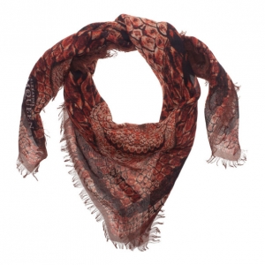 Alexander McQueen Red Morphing Python Square Scarf