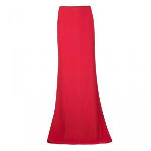 Alexander McQueen Red Ruched High Waist Maxi Skirt M