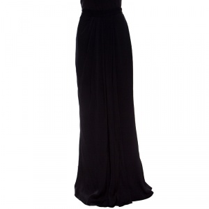 Alexander McQueen Black Draped Maxi Skirt L