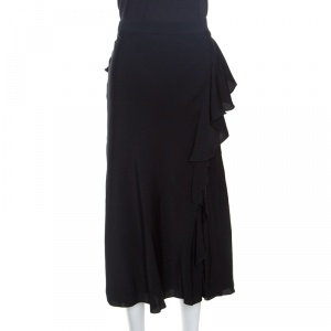Alexander McQueen Black Ruffled Midi Skirt L