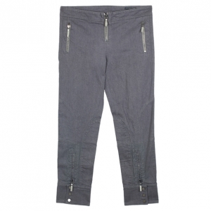 Pre Owned Alexander McQueen Grey Denim Zip Biker Jeans L