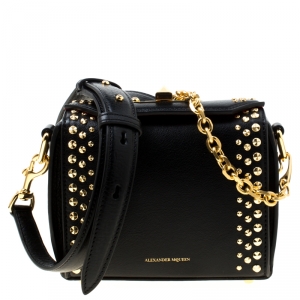 Alexander McQueen Black Leather Box Shoulder Bag 