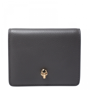 Alexander McQueen Grey Leather Skull Bifold Wallet