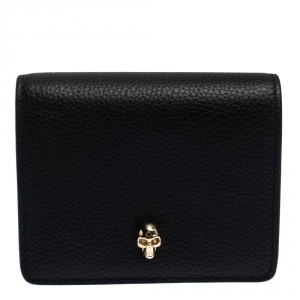 Alexander McQueen Black Leather Skull Bifold Wallet