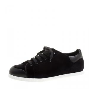 Pre Owned Alexander McQueen Black Velvet Sneakers Size 37