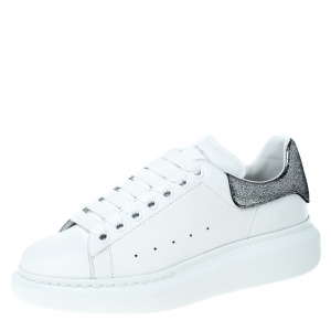 Pre Owned Alexander McQueen White Leather Lace Up Sneakers Size 39