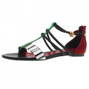 Alexander McQueen Multicolor Python Rope Flat Sandals Size 38.5