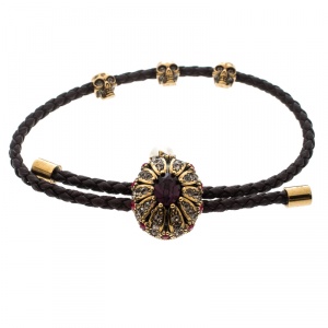 Pre Owned Alexander McQueen Jewel Friendship Adjustable Nappa Leather Bracelet