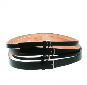 Pre Owned Alexander McQueen Black Leather Waist Belt Size 90 CM