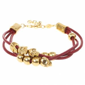 Alexander McQueen Multi Skull Leather Bracelet