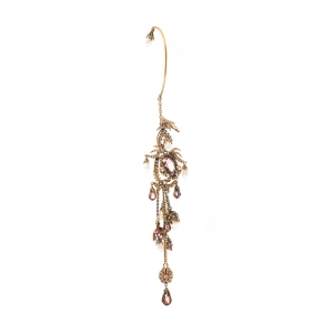 Pre Owned Alexander McQueen Crystal Faux Pearl Embellished Single Hoop Cuff Earring