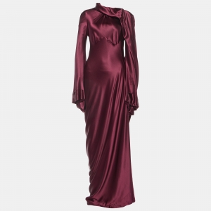 Alexander McQueen Burgundy Silk Satin Gown M