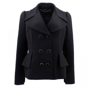Pre Owned Alexander McQueen Black Wool Peplum Jacket L