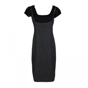 Alexander McQueen Grey Wool Cashmere Frayed Trim Detail Dress M
