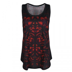 Pre Owned Alexander McQueen Dark Grey Floral Printed Jersey Racer Back Tank Top  M