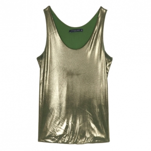 Pre Owned Alexander McQueen Green Lamé Tank Top S