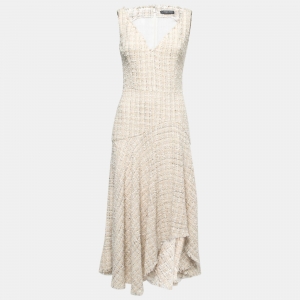 Alexander McQueen Cream Tweed Handkerchief-Hem Dress S