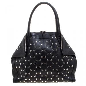 Alexander McQueen Black Leather Triangle Studded De Manta Tote