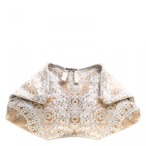 Alexander McQueen White Printed Satin Medium De Manta Clutch