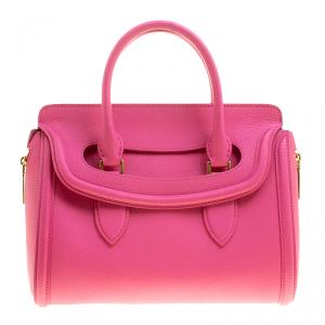 Pre Owned Alexander McQueen Pink Leather Small Heroine Satchel