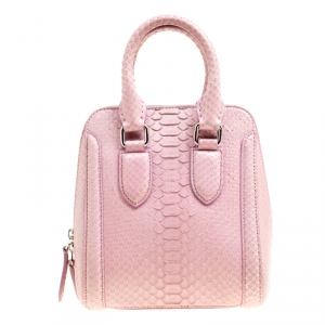 Alexander McQueen Bubble Gum Pink Python Heroine Top Handle Bag