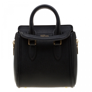 Alexander McQueen Black Leather Mini Heroine Bag