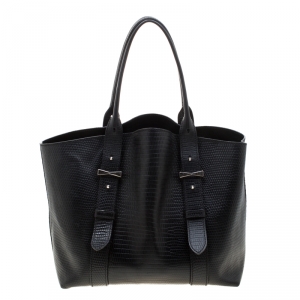 Pre Owned Alexander Mcqueen Black Textured Leather Tote