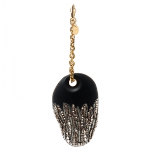 Pre Owned Alexander McQueen Black Embellished Clam Chain Clutch