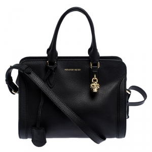 Alexander McQueen Black Leather Skull Padlock Tote
