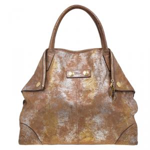 Alexander McQueen Metallic Brown Leather De Manta Tote Bag