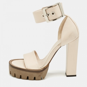 Alexander McQueen Light Blush Pink Leather Ankle Strap Platform Sandals Size 38