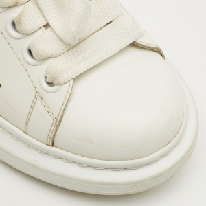 Pre Owned Alexander McQueen White/Pink Leather and Suede Larry Sneakers Size 35