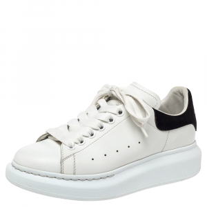 Pre Owned Alexander McQueen White Leather Oversized Low Top Sneakers Size 37