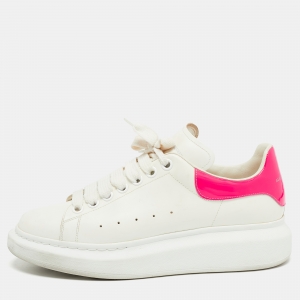 Alexander McQueen White/Pink Leather Oversized Sneakers Size 40