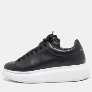 Alexander McQueen Black Leather Oversized Sneakers Size 37