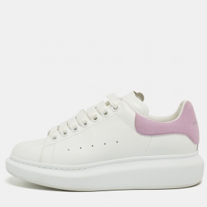Pre Owned Alexander McQueen White/Purples Suede and Leather Oversized Sneakers Size 39