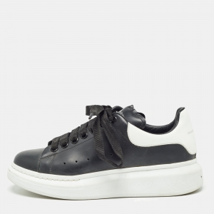 Alexander McQueen Black/White Leather Oversized Sneakers Size 38