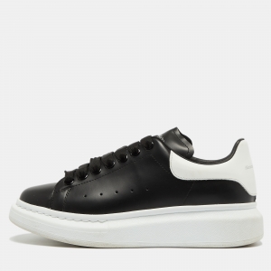 Alexander McQueen Black/White Leather Oversized  Sneakers Size 37.5