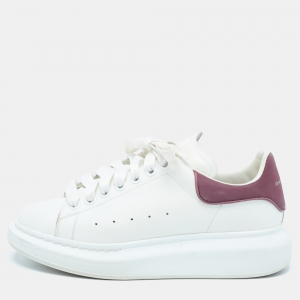 Alexander McQueen White/Purple Leather Larry Sneakers Size 38.5