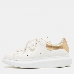 Alexander McQueen White/Gold Leather Oversized Sneakers Size 39