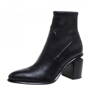 Alexander Wang Black Leather Stretch Anna Ankle Boots Size 38