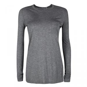T by Alexander Wang Grey Melange Jersey Long Sleeve T-Shirt XS