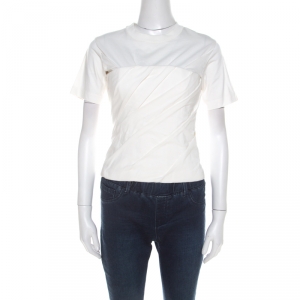 Alexander Wang White Cotton Draped Bustier T Shirt S 