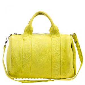 Alexander Wang Yellow Pebbled Leather Rocco Duffel Bag